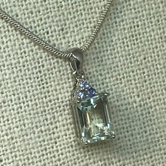New SS Genuine Green Amethyst & 3 Tanzanite Stone - Picture 5 of 8